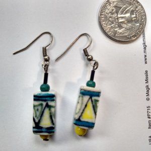 Indian ceramic dangling earrings
